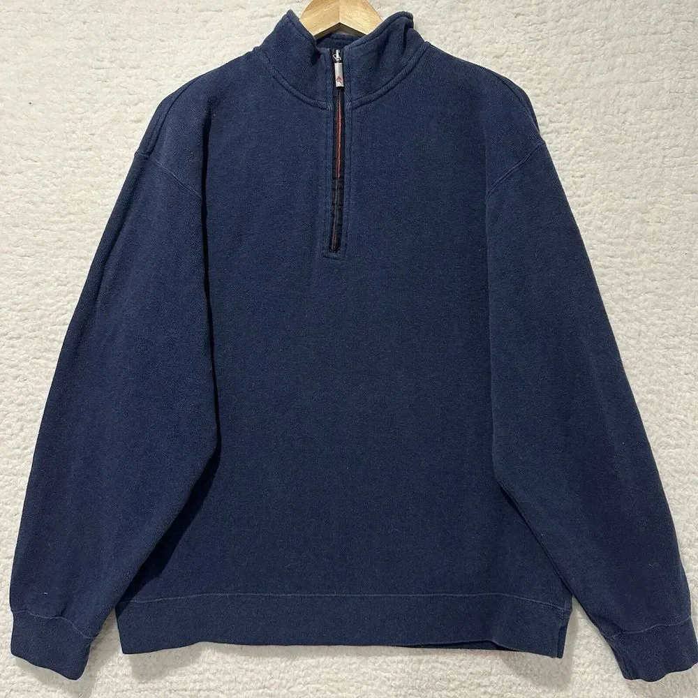 ORVIS Men's Navy Blue 1/4 Zip Pullover‎ Sweater Size Large